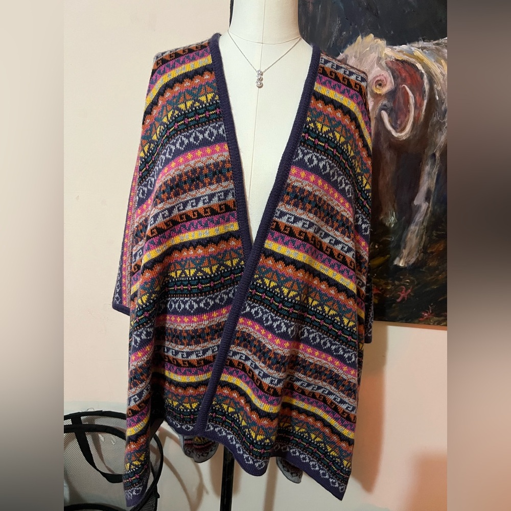 Multicolor Patterned Women's Ruana